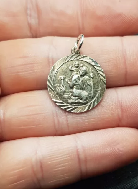 Old Vintage Sterling Silver St. Christopher Pendant. Patron Saint Of Travellers.