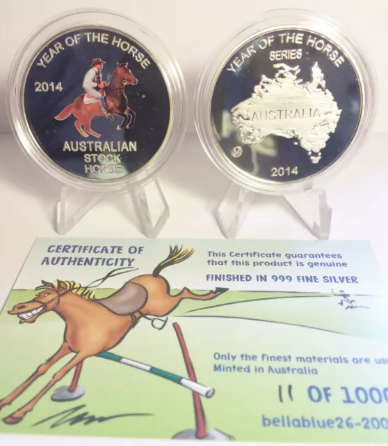 2014 Year Of The Horse "Aust Stock Horse" 1 Oz Coin C.O.A. LTD 1,000 (No Tin)
