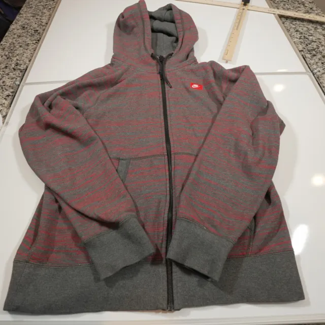 Nike Jacket Mens L Red AW77 FT Speed Stripe Hoodie Full Zip 614488-071