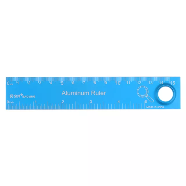 Straight Ruler 6 Inch Metric English Magnifier Measuring Tool, Sky Blue