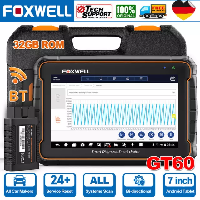 2024 FOXWELL GT60 Profi Auto OBD2 Scanner Auslesegerät Kfz Diagnosegerät Deutsch