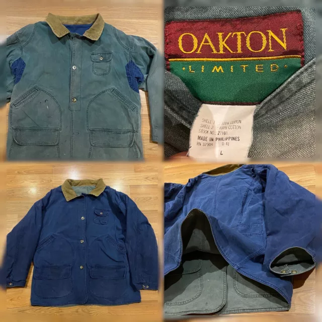 Vintage Oakton Limited Reversible Barn Chore Jacket Carhartt Detroit Sun Faded L