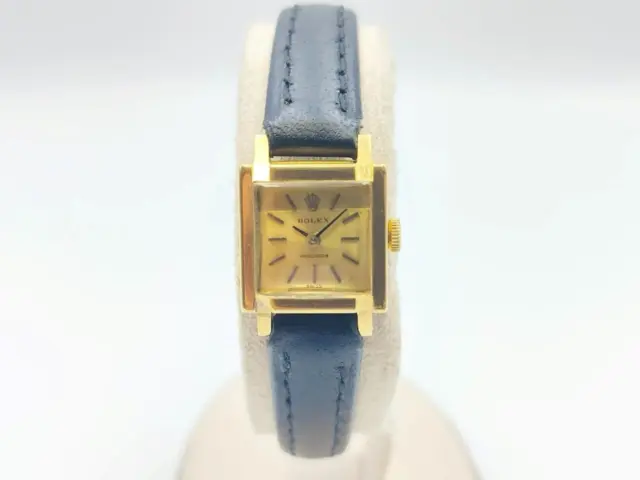 Auth Vintage 1968 Rolex Square Precision 18K Yellow Gold Lady Watch Ref 2189