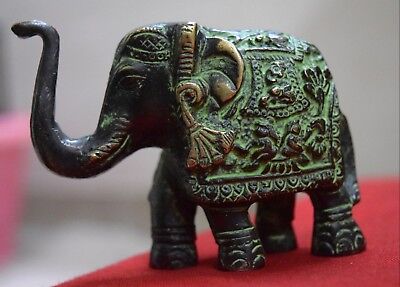 Thai Elephant Design Figure Brass Handmade Vintage Style Paper Weight Table Dec