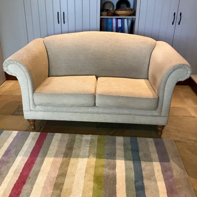 M&S  2 seater sofa, beige chenille upholstery.