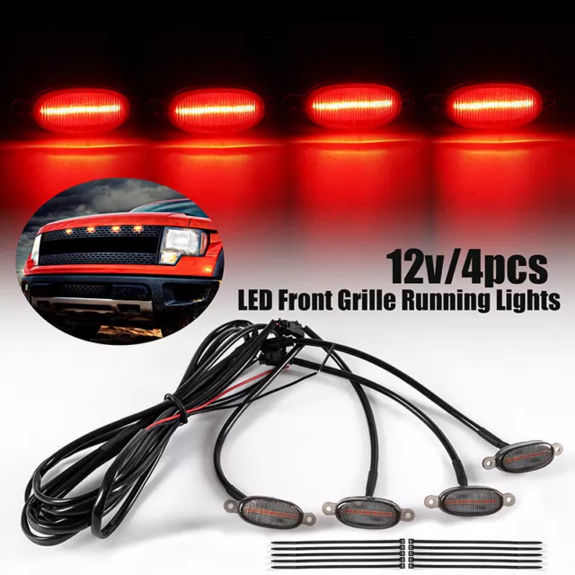 4x LED Front Grille Running Lights Universal For Ford F150 Raptor Style-Grill