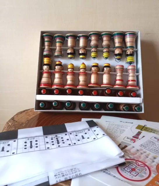 Vtg Japanese Wooden Chess Pieces Kokeshi Chess Kokess,  For All kokeshi lovers!