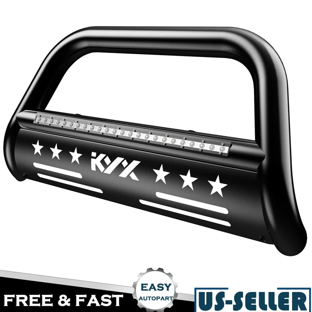 For Toyota Tacoma 2016-2020 Bull Bar Push Front Bumper Grille Guard w/ LED Light