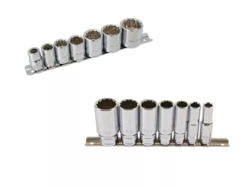 Laser Tools 14pc Whitworth 1cm Lecteur 12pt Standard & Long Douille Set Sur Rail