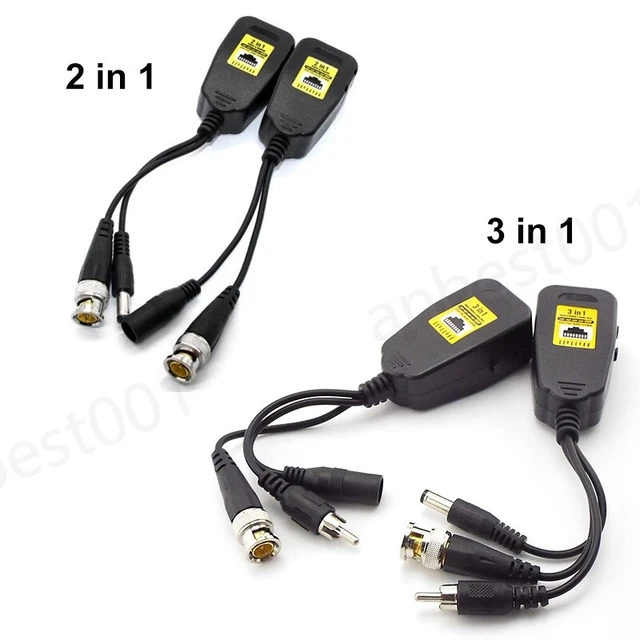 2in1 3in1 8MP HD AHD Passive BNC Power Video Balun Audio Connector RJ45 UTP CAT5