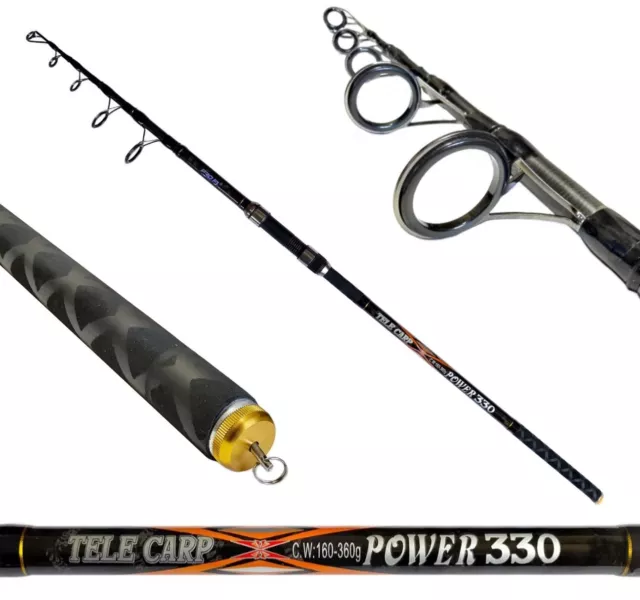 FL POWER TELE CARP Karpfenrute 3,30m WG bis 360g Karpfen Rute Angelrute Teleskop