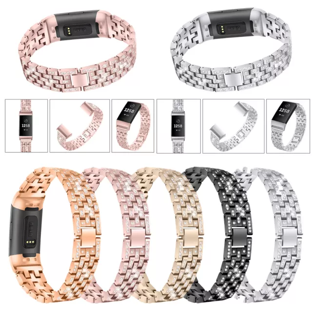 Pour Fitbit Charge 3 4 bracelet de montre en acier inoxydable milanais silicone 3