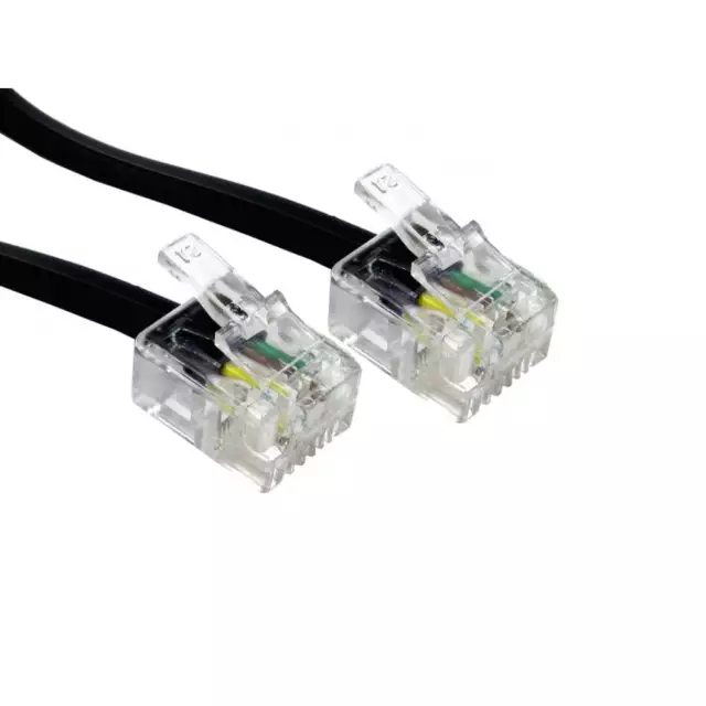 3m RJ11 To RJ11 Cable Lead 4 Pin ADSL DSL Router Modem Phone 6p4c BLACK Long