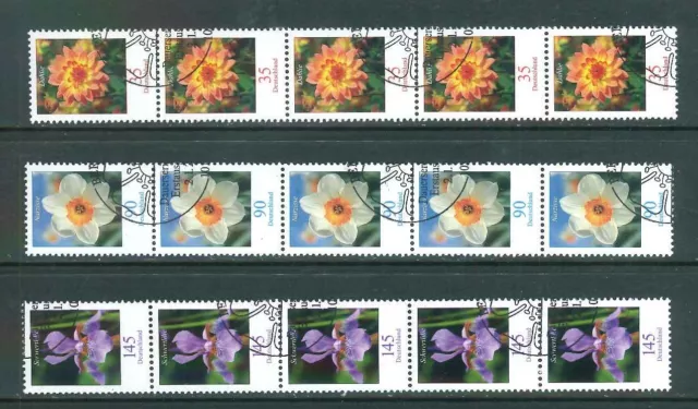 BRD / Bund Rollenmarken Blumen - Mi-Nr. 2505-2507 gestempelt - 5er Streifen