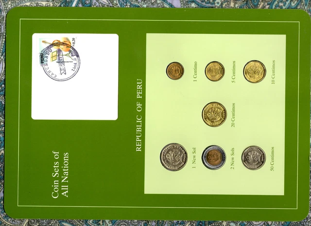 Coin Sets of All Nations Peru w/card 1992-1995 UNC Reformulated 1,2 Sols