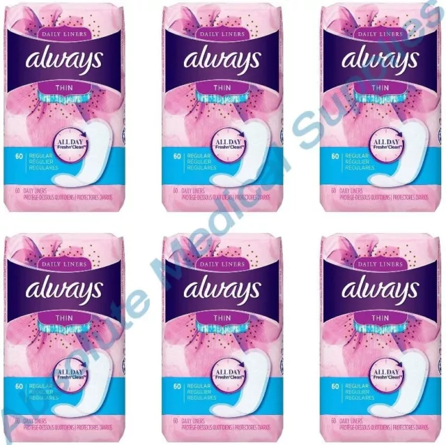 *360-Piece* Always Daily Liners All Day Fresh Clean Thin Regular Unscented 37000