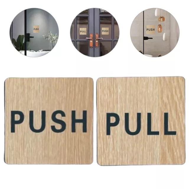 2 Pcs Wood Push Signs Indication Pull Door Stickers House Number Card