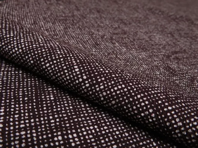 2C05z90 Vintage Japanese Kimono Crepe Silk  FABRIC Dark brown Dots 61.4"