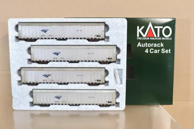 KATO 106-5502 N Desgastado Amtrak Autorack Freight 4 Coche Juego 2 Mint Caja Nv