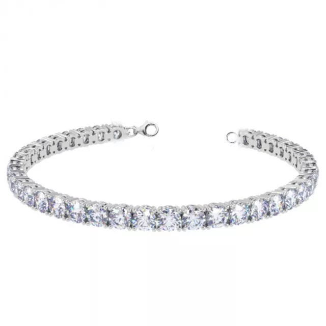 12 Carat  White G-H: Round Moissanite Diamond Tennis Bracelet 925 Silver  7 Inch