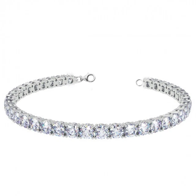 12 Carat White G-H: Round Moissanite Diamond Tennis Bracelet 925 Silver 7 Inch 12 Carat White G-H: Round Moissanite Diamond Tennis Bracelet 925 Silver 7 Inch