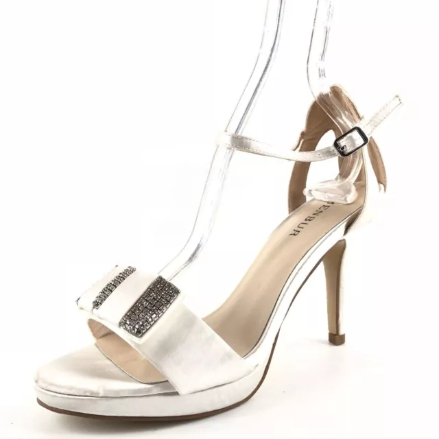 Menbur Decorated White Satin Bow Tie Strappy Sandals Womens Size 36 M *