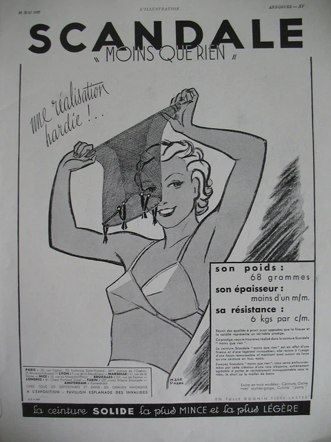 Publicite De Presse Scandale Gaines Ceinture Solide Illustration St Marc Ad 1937