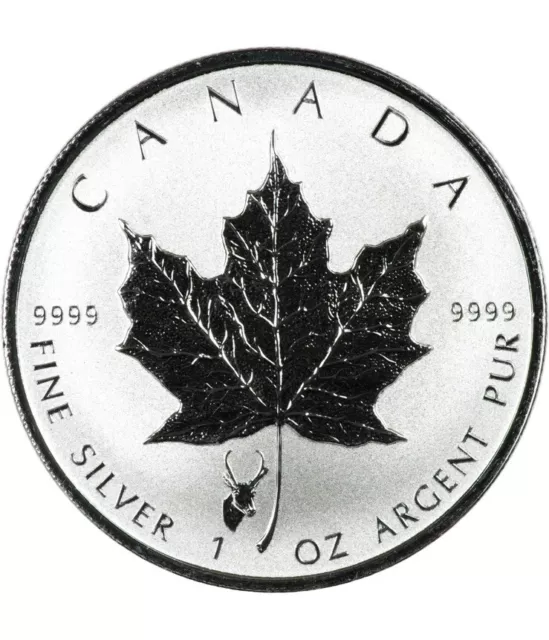 2018 Canada $5 Maple Leaf 1 Oz 9999 Fine Silver Reverse Prf Round Antelope Privy