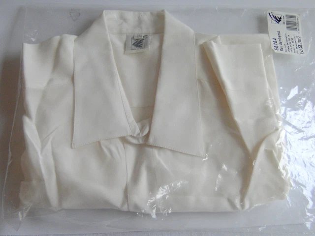 Camisa de seda manga corta XL (42/43) en blanco 100% seda IDEAS EN TELA