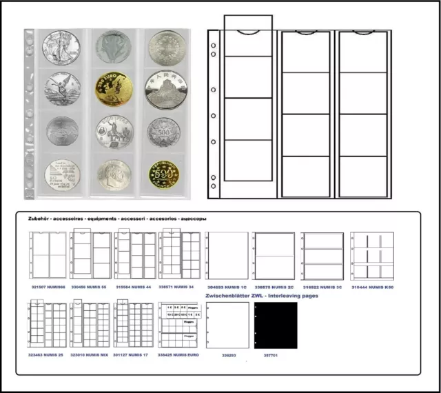 Hojas monedas NH12 Numis 44 Para Hasta 44 MM Leuchtturm 315584-L 1X Paquete