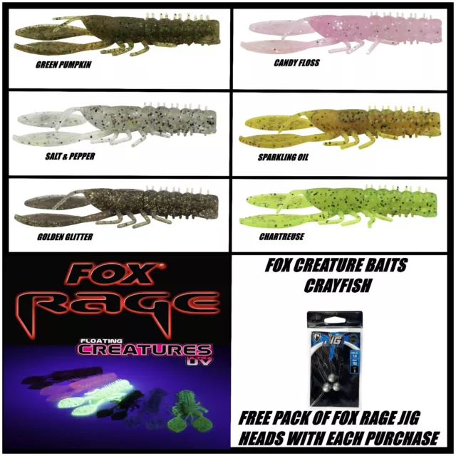 Fox Rage Ultra UV Floating Creature Baits 7 cm Crayfish Pike Perch Lure NED Rig