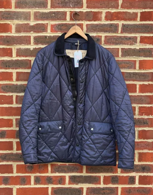 BURBERRY BRIT Mens Quilted TOWNSEND Jacket with Leather Elbow patches XL Large