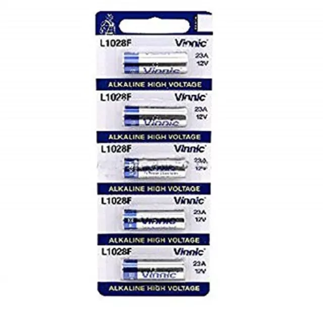 1| 5 x Vinnic 23A 12V Batteries GP23A, MN21, A23,Alkaline High Voltage Batteries