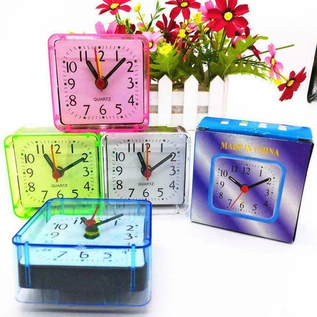 Small Alarm Clocks Beep Travel Office Square Quartz Desk Travelling Bedside