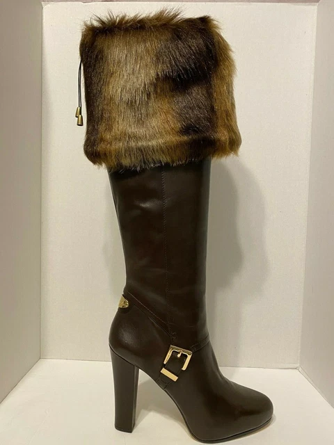 Donna Salyers Faux Fur Boot Cuffs Toppers Wraps Brown Multi New Boot Accessory