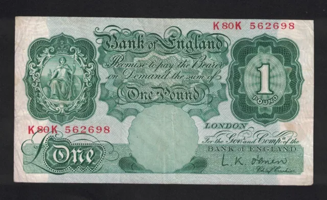 1 POUND BANKNOTE GREAT BRITAIN BANK OF ENGLAND 1949-55 PICK-369 Prefix L47K