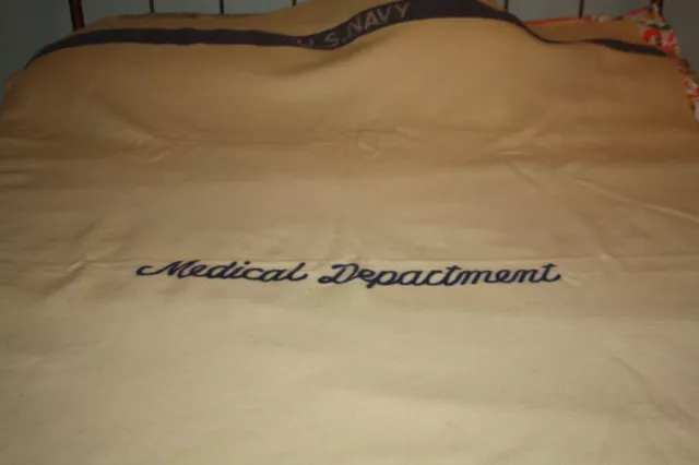 Rare U.S. NAVY Medical Department WWII Military Blanket 100% Wool HARD TO FIND
