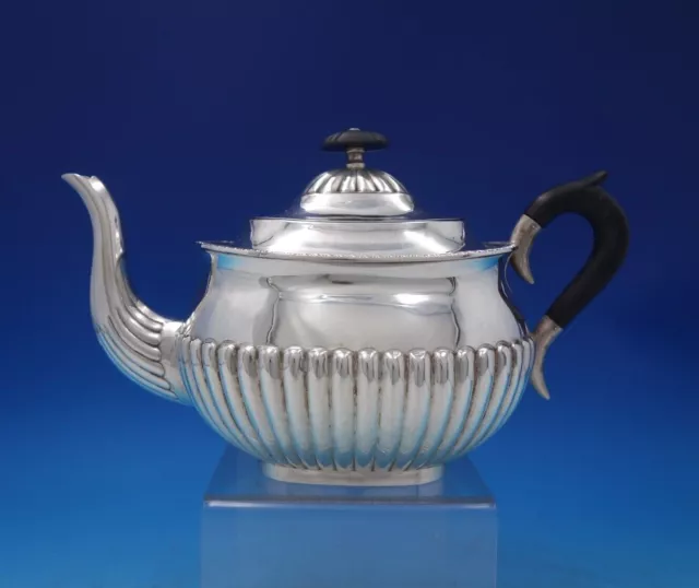 Spanish .915 Silver Tea Pot Gadroon Border Ebony Handle Finial (#6835-2)
