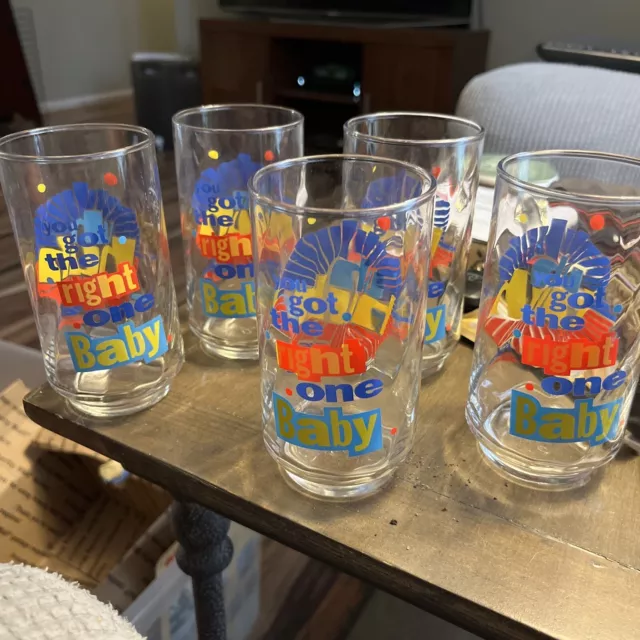 Diet Pepsi Uh Huh "You Got The Right One Baby" Glass Drinking Cup set of 5 VTG