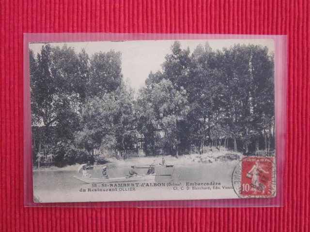 Cpa Ecrite Timbre St Rambert D'albon Embarcadere Restaurant Ollier Drôme 26
