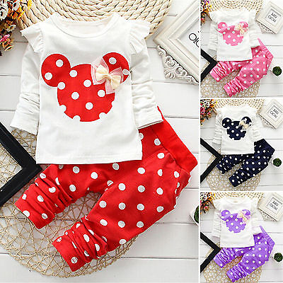 Toddler Kids Girls Outfits Long Sleeve T-Shirt Tops Pants Trousers Casual Set