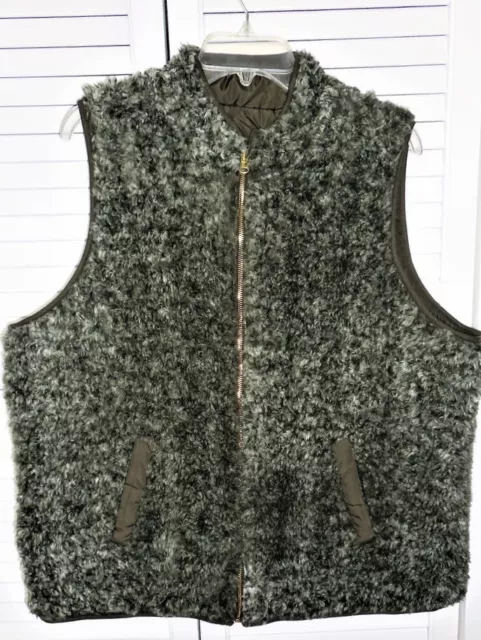 EUC! Reversible Vest by Maurices, Khaki Green. Quilted, Sherpa Lined, Sz-XL