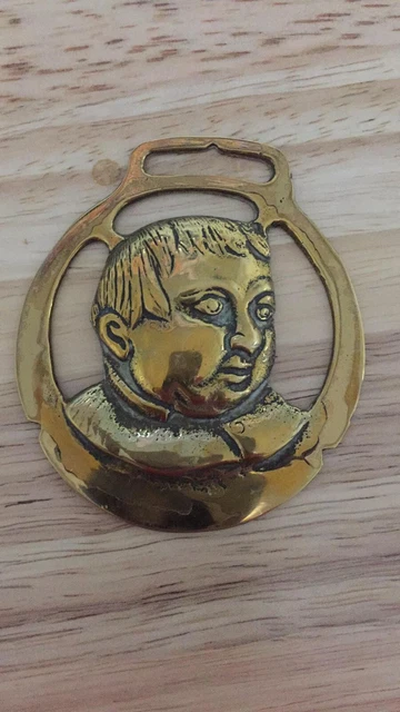 Vintage Horse Brass With Man's Head Design
