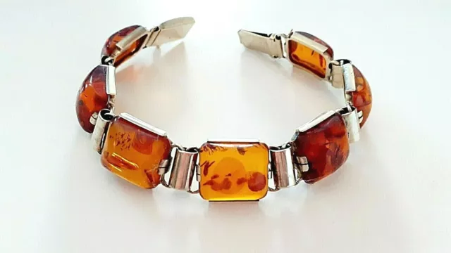 SILBER ARMBAND ° BERNSTEIN ° 935 / 1000 ° Amber ° Silberschmuck °