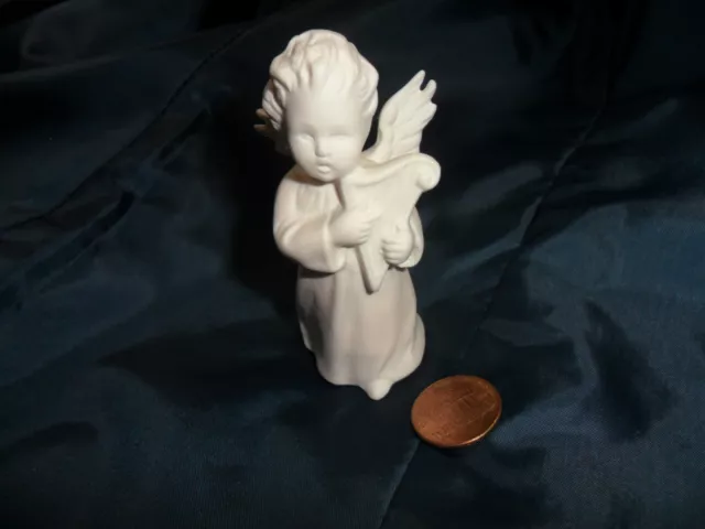 Vintage Goebel White Bisque Angel with Harp - West Germany