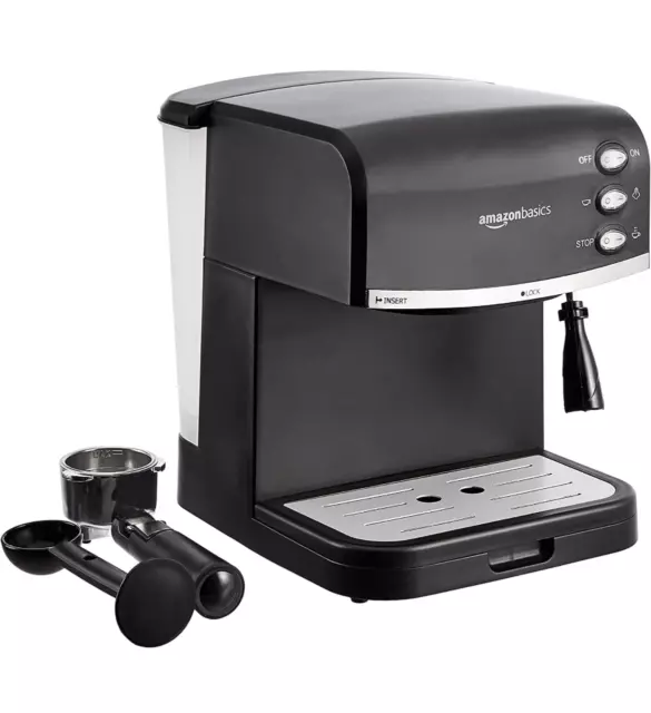 Macchina per caffè espresso da macinato e montalatte a vapore - Amazon Basics