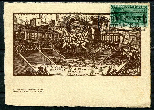 c.ill. f.d.c. ann. BASSANO DEL GRAPPA ADUNATA NAZ. ALPINI  del 1948  per Venezia