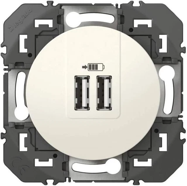 Legrand 600343 Doble USB Tipo A Enchufe Cargador 2.4 A Blanco