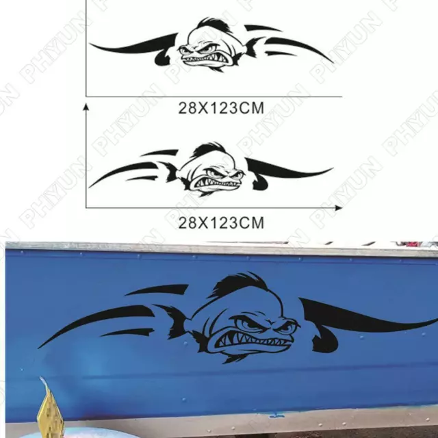 Fish Boat Stickers Decal Vinyl Art Pattern Cruise Body Waterproof Black One Pair