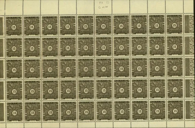 French Somalia Coast 1938-MNH stamps.Yvert Due Nr.: 13.Sheet of 50(EB) AR1-00852